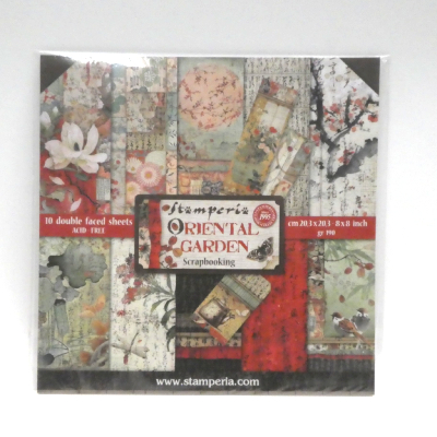Bloc Papier Scrapbooking 10 Feuilles Recto/Verso 20,3x20,3cm "Oriental Garden"" STAMPERIA