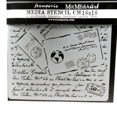 Pochoir Lettres Postales Around the World 18x18cm STAMPERIA