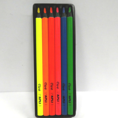 Crayons de couleurs APLI x 6 pastels, fluos ou métallisés