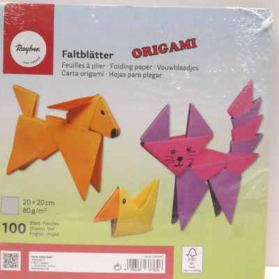 Papiers Origami 20x20 cm Divers Coloris Disponibles